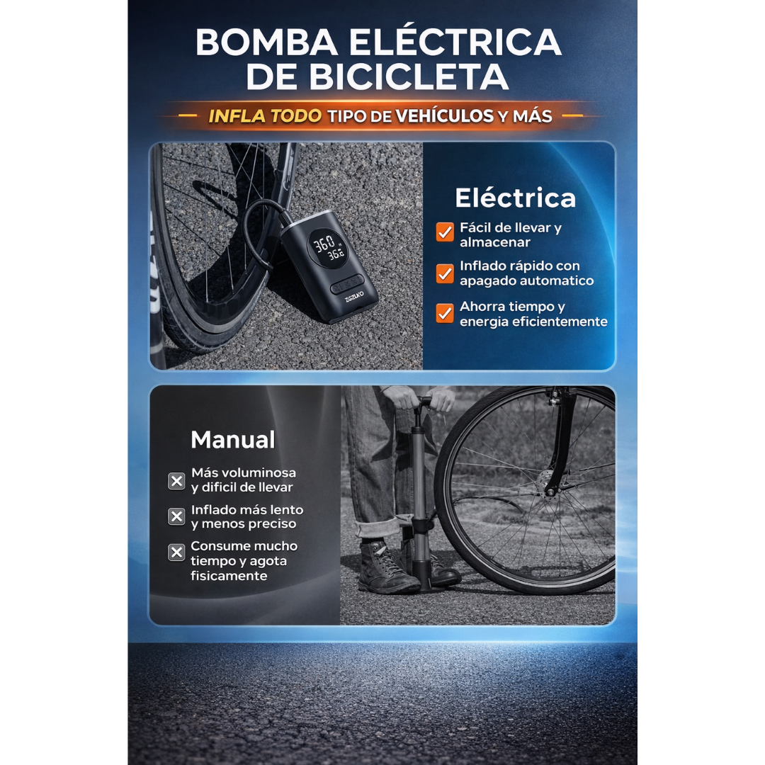 Inflador Portátil para Autos y Motos